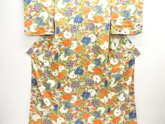 未使用品　菊牡丹模様小紋着物